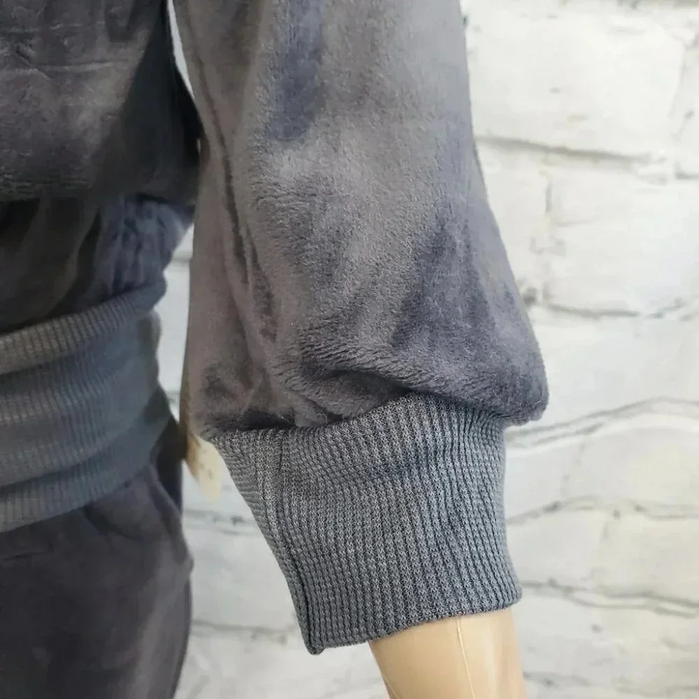 3T Toddler Grey Teddy Bear 2 piece Hoodie and Pants Velvet Outfit Set